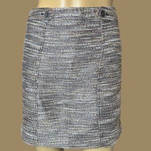 Ann Taylor Loft Women Peplum Tweet Mini Skirts Size 00P Black Silver High Rise